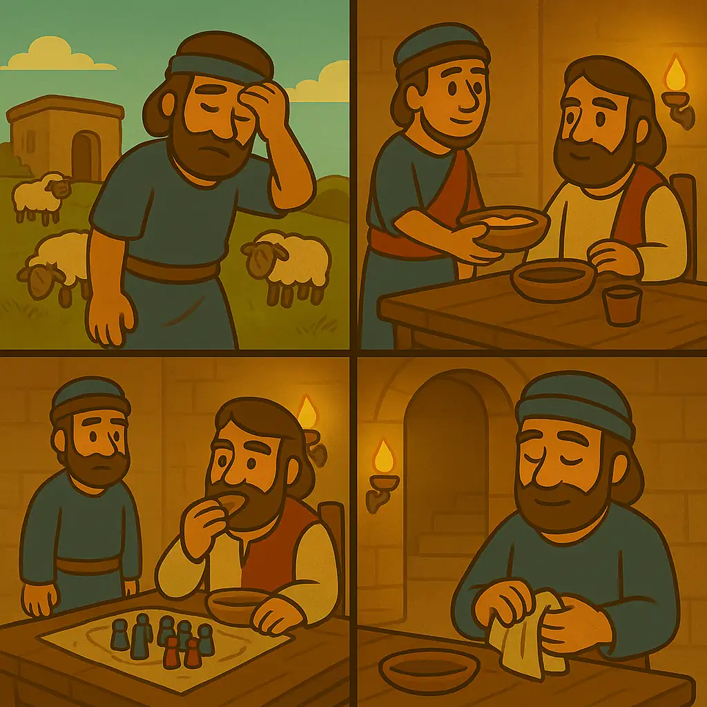 Illustration of servants working in a field